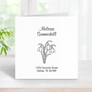 Snowdrops - Spring Flowers Address Rubber Stamp