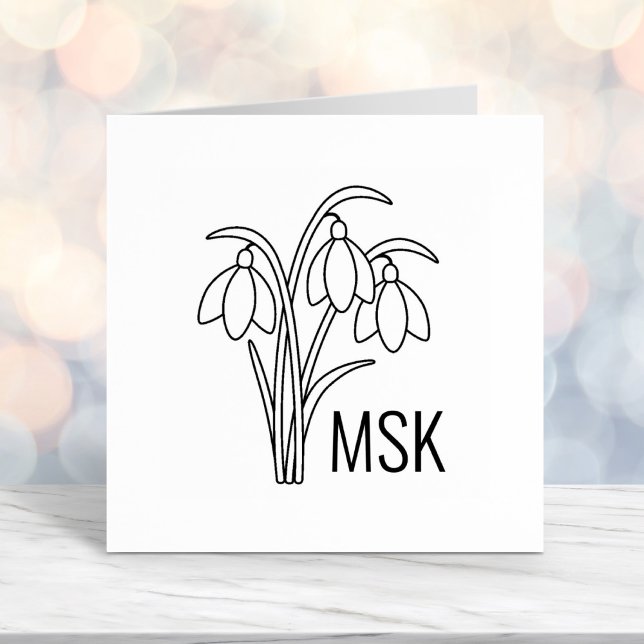 Snowdrops - Spring Flowers Monogram Initials Self-inking Stamp (Creator Uploaded)