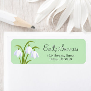 Snowdrops - Spring Flowers on Green Return Address Label
