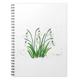 Snowdrops white flowers watercolour notebook