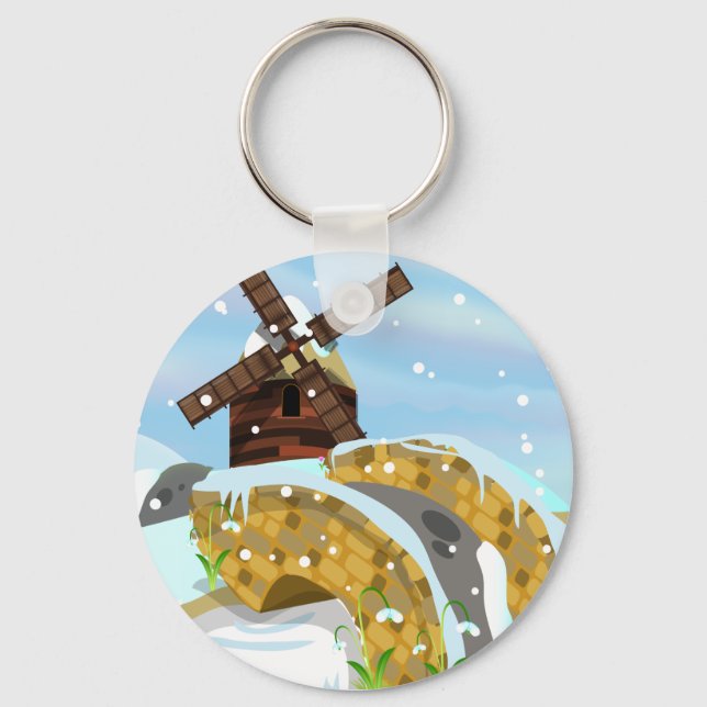 Snowdrops windmill key ring (Front)