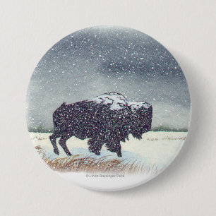 Snowdusted Bison Painting 7.5 Cm Round Badge