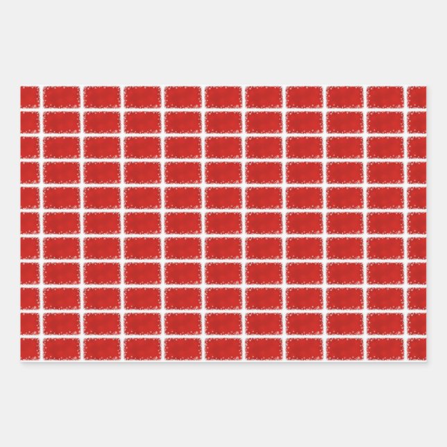 Snowed Brick Border Wrapping Paper Sheet (Front)
