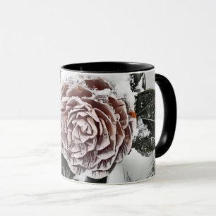 Snowed Frozen Rose Drawing Mug
