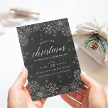 Snowed In | Christmas Party Invitation<br><div class="desc">Brrr! Frosty chic invitations for Christmas parties and holiday get-togethers feature a border of white snowflakes with your Christmas party details on a chalkboard background. Customise with your event type; shown with "cocktails and merriment."</div>