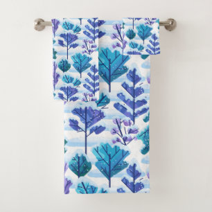 Snowed Trees Winter Pattern Bath Towel Set