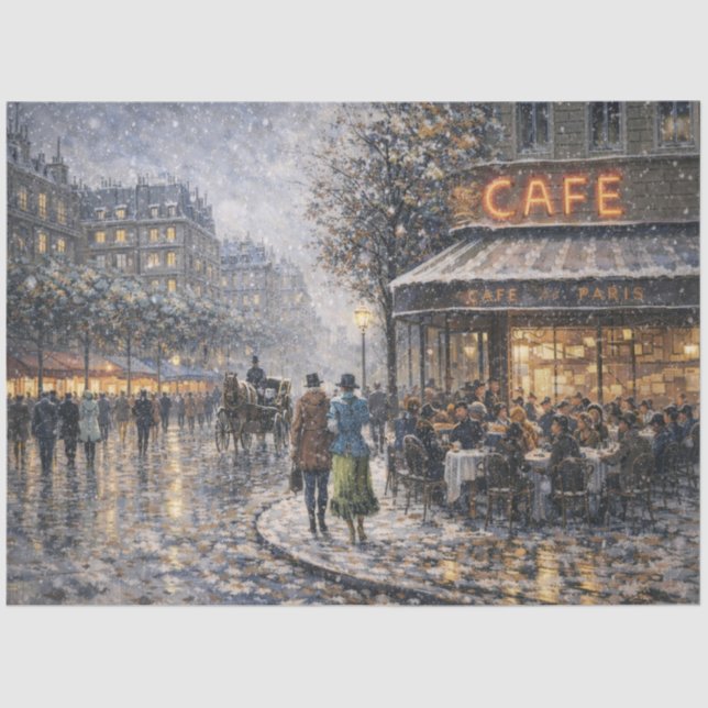 Snowfall at a Parisian Café Tissue Paper (Front)