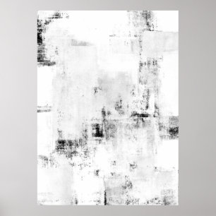 'Snowfall' Black and White Abstract Ar Poster