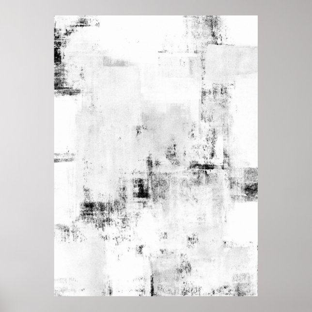 'Snowfall' Black and White Abstract Ar Poster (Front)