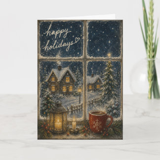 Snowfall & Christmas Lights Cosy Holiday Card