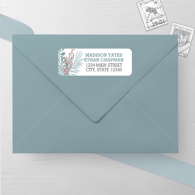 Snowfall Ferns Winter Wedding Return Address Label (Creator Uploaded)
