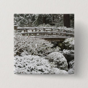 Snowfall in Portland Japanese Garden, 15 Cm Square Badge