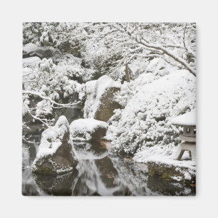 Snowfall in Portland Japanese Garden, 2 Magnet