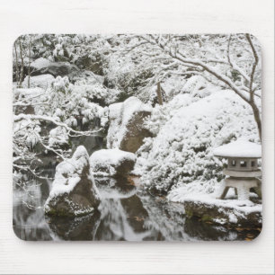 Snowfall in Portland Japanese Garden, 2 Mouse Pad