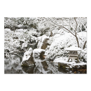 Snowfall in Portland Japanese Garden, Photo Print