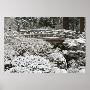 Snowfall in Portland Japanese Garden, Poster