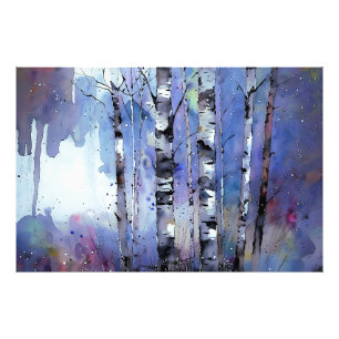 Snowfall in the Enchanted Birch Photo Print