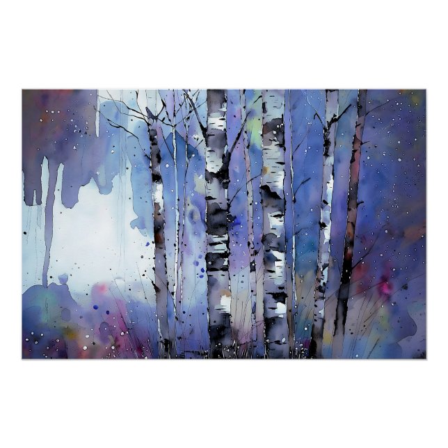 Snowfall in the Enchanted Birch      Poster (Front)
