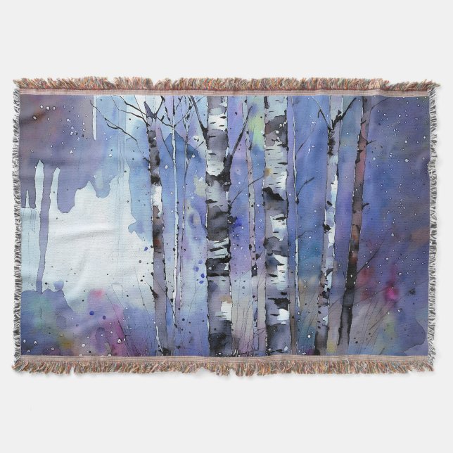 Snowfall in the Enchanted Birch      Throw Blanket (Front)