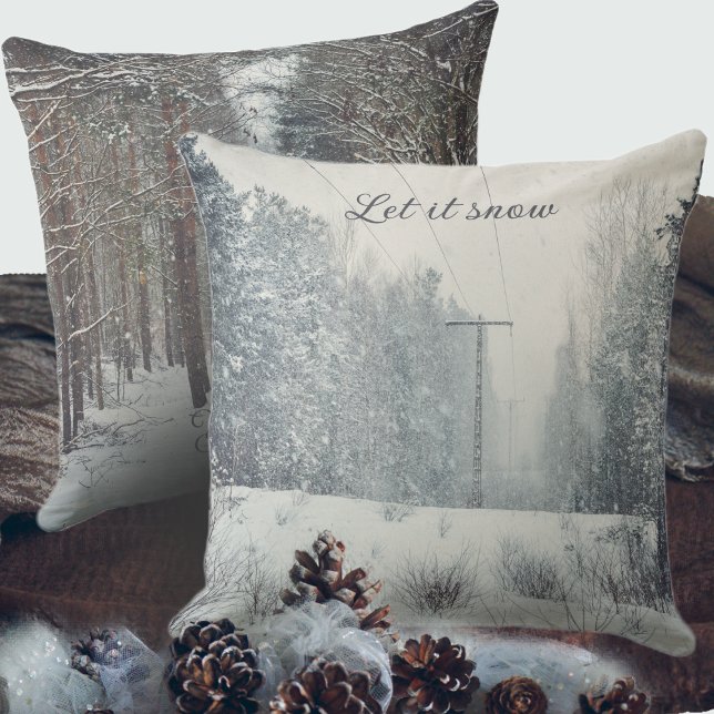 Snowfall in the winter forest  cushion (Creator Uploaded)