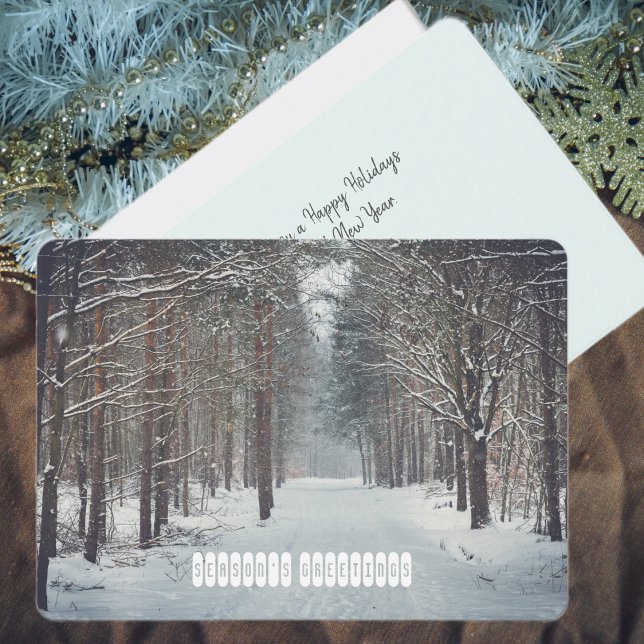 Snowfall in the winter forest  holiday card (Creator Uploaded)