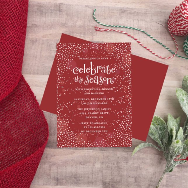 Snowfall Let's Celebrate the Season Holiday Party Invitation (Creator Uploaded)
