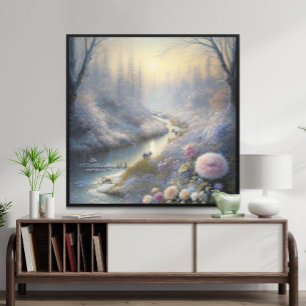 Snowfall Magical Landscape Art Tranquil Winter  Poster