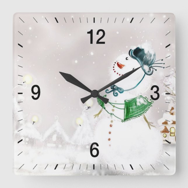 Snowfall on Christmas 1 Square Wall Clock (Front)