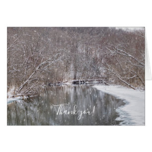 Snowfall Over Finley River Thank you Card
