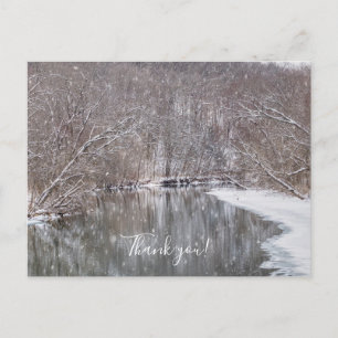 Snowfall Over Finley River Thank you Postcard