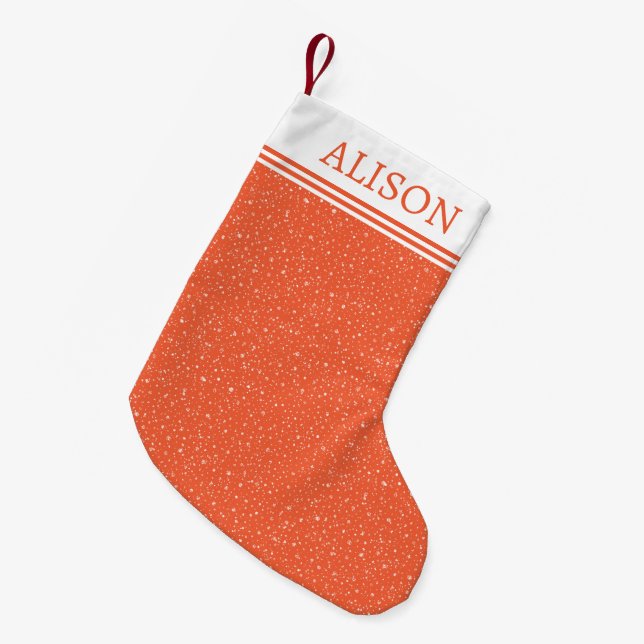 Snowfall Pattern With Monogram Holiday Small Christmas Stocking (Front (Hanging))