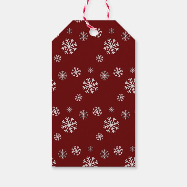 Snowfall Red Gift Tag (Front)