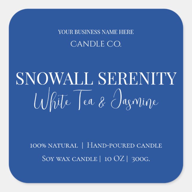 Snowfall Serenity White Tea & Jasmine Candle Label (Front)