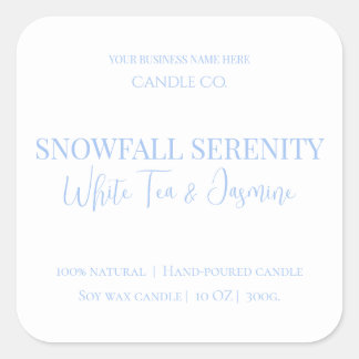 Snowfall Serenity White Tea & Jasmine Candle Label