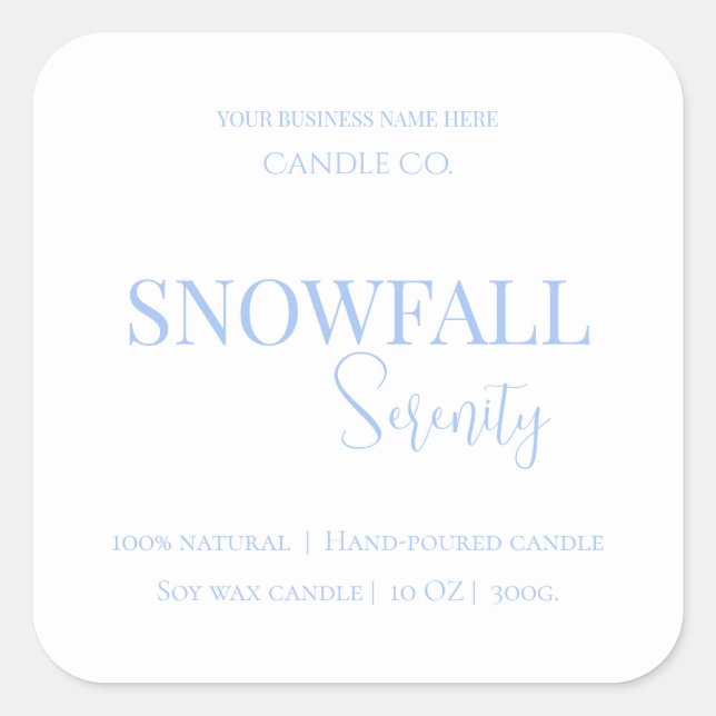 Snowfall Serenity White Tea & Jasmine Candle Label (Front)
