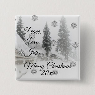 Snowfall Snowflakes Christmas black white sketch 15 Cm Square Badge