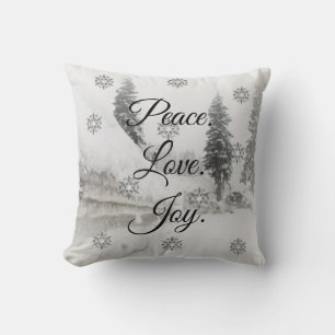 Snowfall Snowflakes Christmas black white sketch Cushion