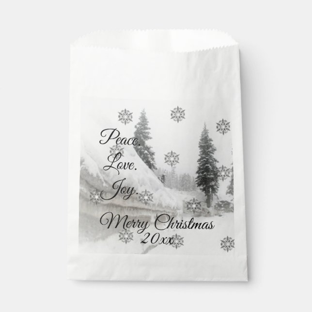 Snowfall Snowflakes Christmas black white sketch Favour Bag (Front)