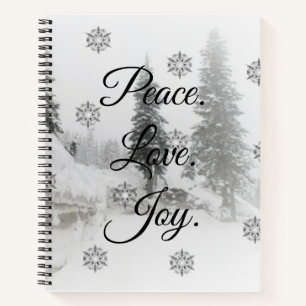 Snowfall Snowflakes Christmas black white sketch Notebook