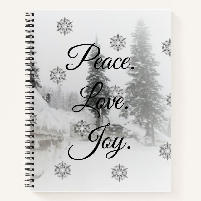 Snowfall Snowflakes Christmas black white sketch  Notebook (Front)