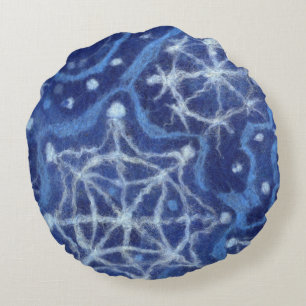 Snowfall Snowflakes Snow Flakes Flurry New Year Round Cushion