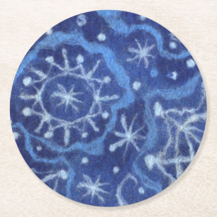 Snowfall Snowflakes Snow Flakes Flurry New Year Round Paper Coaster