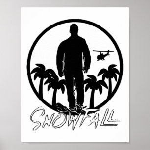 Snowfall Sunset Chopper Black White Sticker  Poster