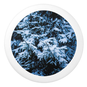 Snowfall Winter Christmas Tree Ceramic Knob