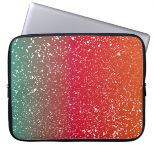 Snowfalls on colourful background vintageabstract, laptop sleeve