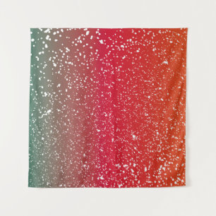 Snowfalls on colourful background vintageabstract, tapestry