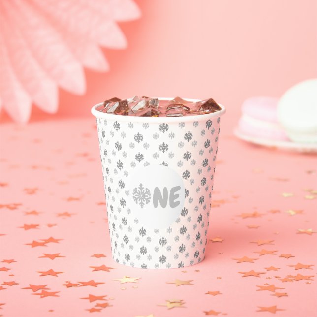 Snowflake 1st Birthday Paper Cups (Insitu)