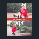 Snowflake 2-Photo Holiday Postcard<br><div class="desc">Holiday photo postcard featuring a snowflake banner with your name.</div>