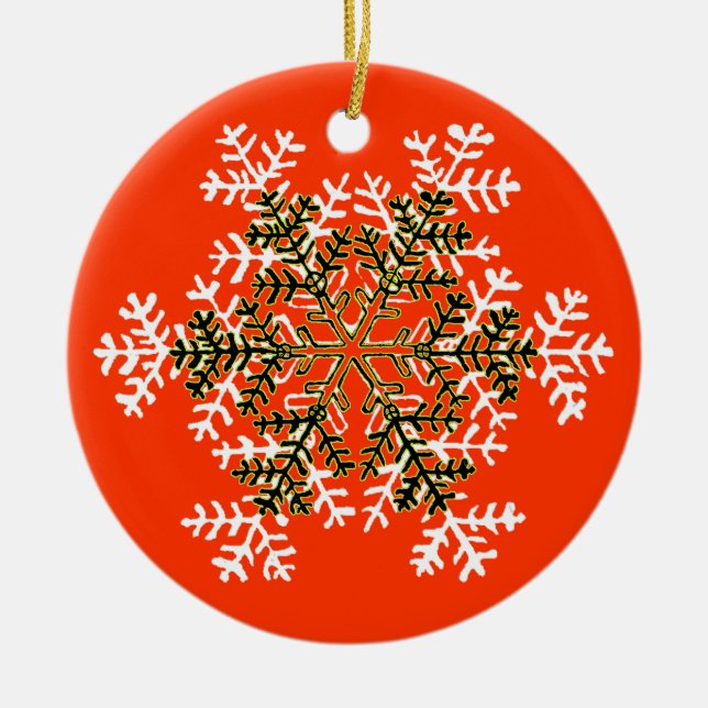 Snowflake 2 White Transp The MUSEUM Zazzle Gift... Ceramic Tree Decoration (Front)