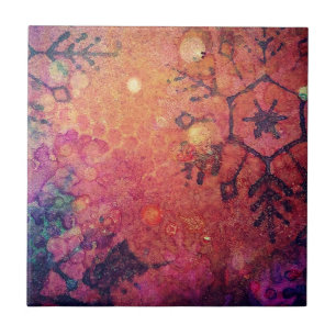 Snowflake Abstract Mixed Media Tile